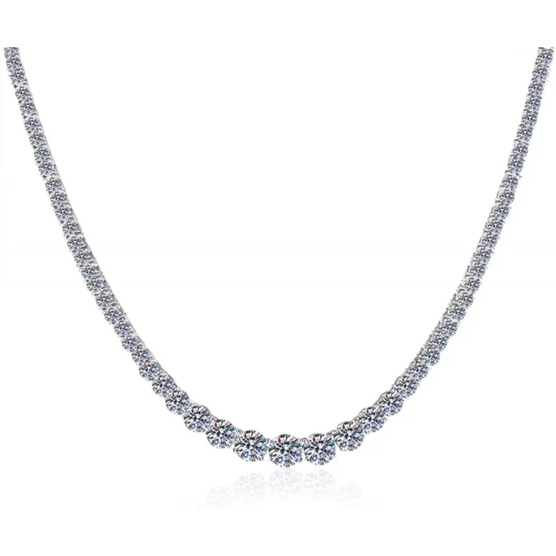19Cttw Moissanite Tennis Necklace For Women Gradient Round Brilliant Cut Mens Diamond Chain 925 Sterling Silver Choker Necklaces
19Cttw Moissanite Tennis Necklace For Women Gradient Round Brilliant Cut Mens Diamond Chain 925 Sterling Silver Choker Necklaces