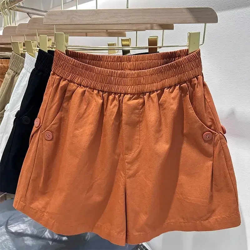 Cotton Women's Summer Shorts Button Design Loose Elastic Waist Shorts for Women Casual Fashion Black Straight Wide Leg Shorts
Cotton Women's Summer Shorts Button Design Loose Elastic Waist Shorts for Women Casual Fashion Black Straight Wide Leg Shorts