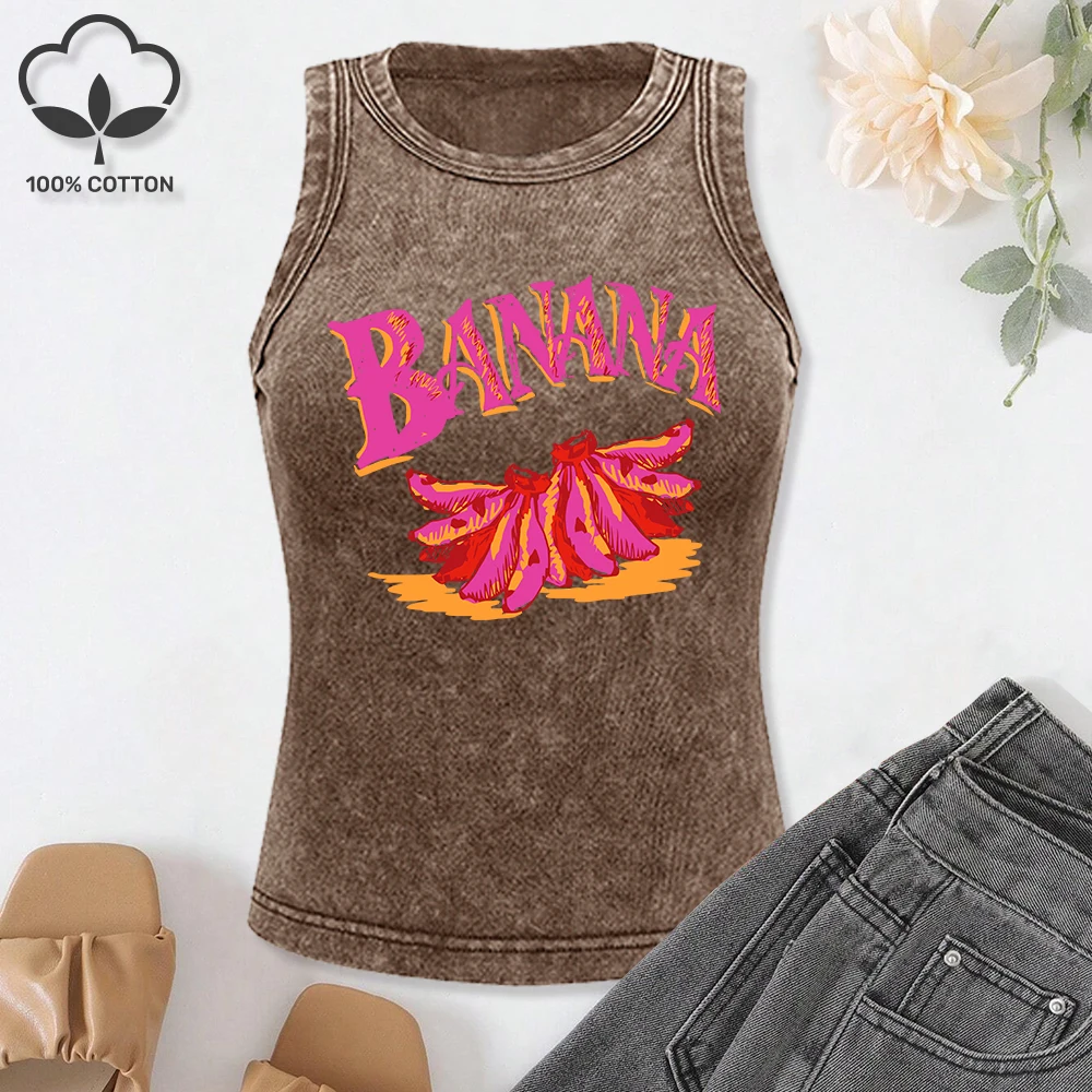 Colorful Banana Art Letter Prints Washed Sleeveless Top Women Fashion Fitness Vests Cotton Summer Clothing Y2K Casual Tank Tops
Colorful Banana Art Letter Prints Washed Sleeveless Top Women Fashion Fitness Vests Cotton Summer Clothing Y2K Casual Tank Tops