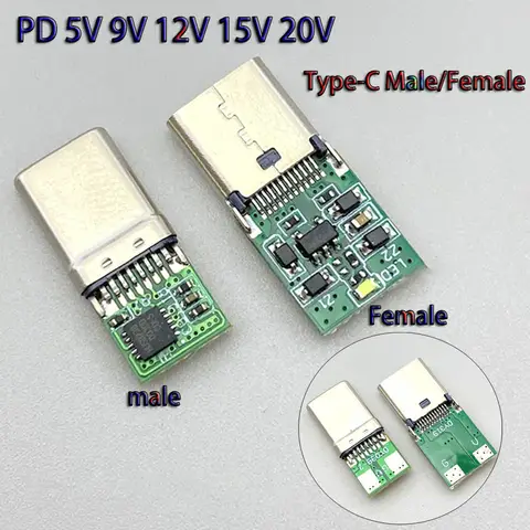 Tipo C PD JACK 5V 9V 12V 15V 20V Trigger Connettore USB-C Maschio/Femmina Spina Adattatore di Saldatura DC ricarica rapida richiamo sonda rilevatore