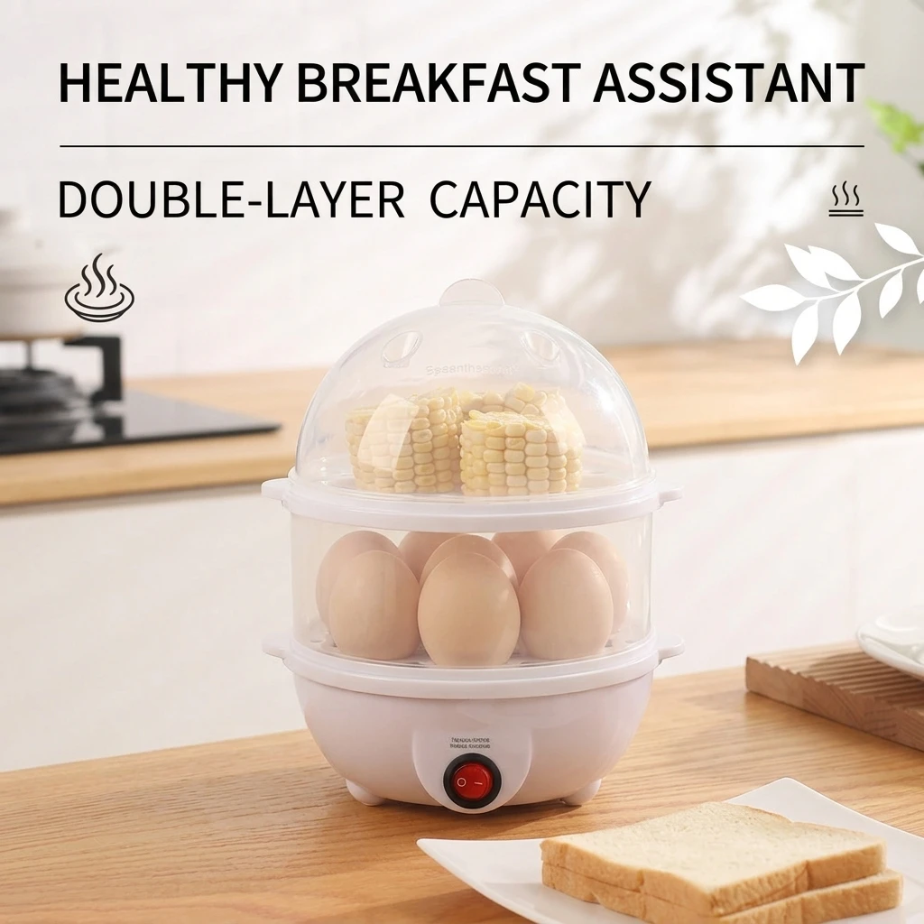 Double-Layer Electric Egg Boiler, 14-Egg Capacity Rapid Steamer with Auto Shut-Off, Multi-functional Breakfast Machine for Kitch
Double-Layer Electric Egg Boiler, 14-Egg Capacity Rapid Steamer with Auto Shut-Off, Multi-functional Breakfast Machine for Kitch