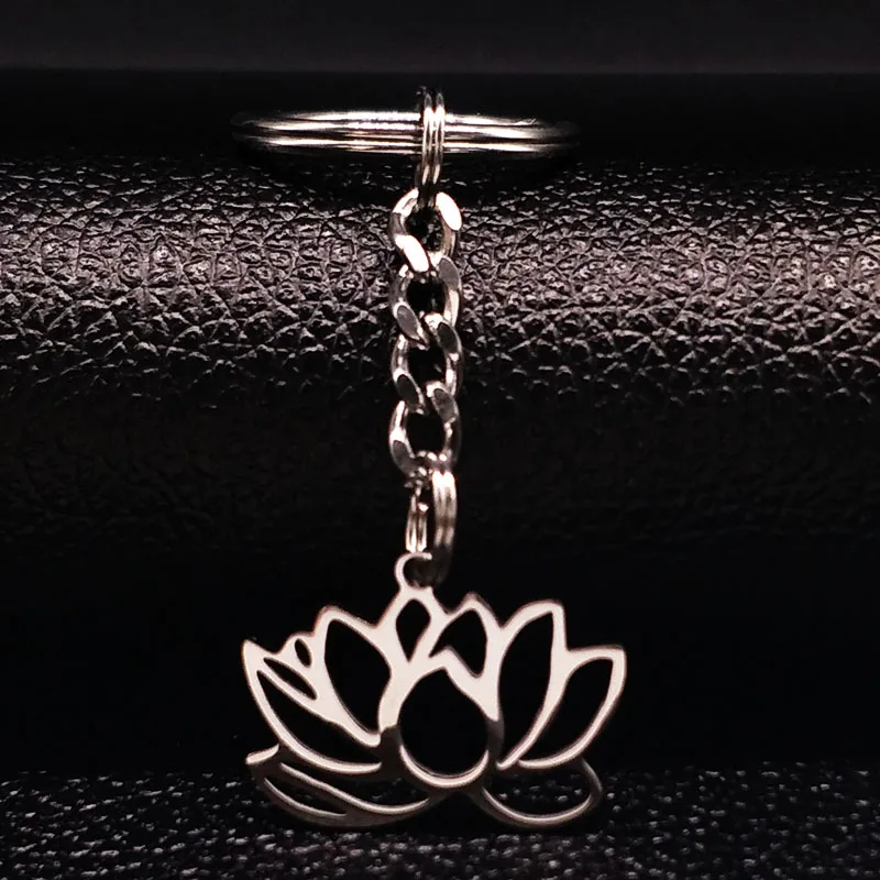 Stainless Steel Lotus Keychain Women Men Buddhist Elements Lotus Flower Key Chain Keyrings Jewelry chaveiros para carro K1661
Stainless Steel Lotus Keychain Women Men Buddhist Elements Lotus Flower Key Chain Keyrings Jewelry chaveiros para carro K1661