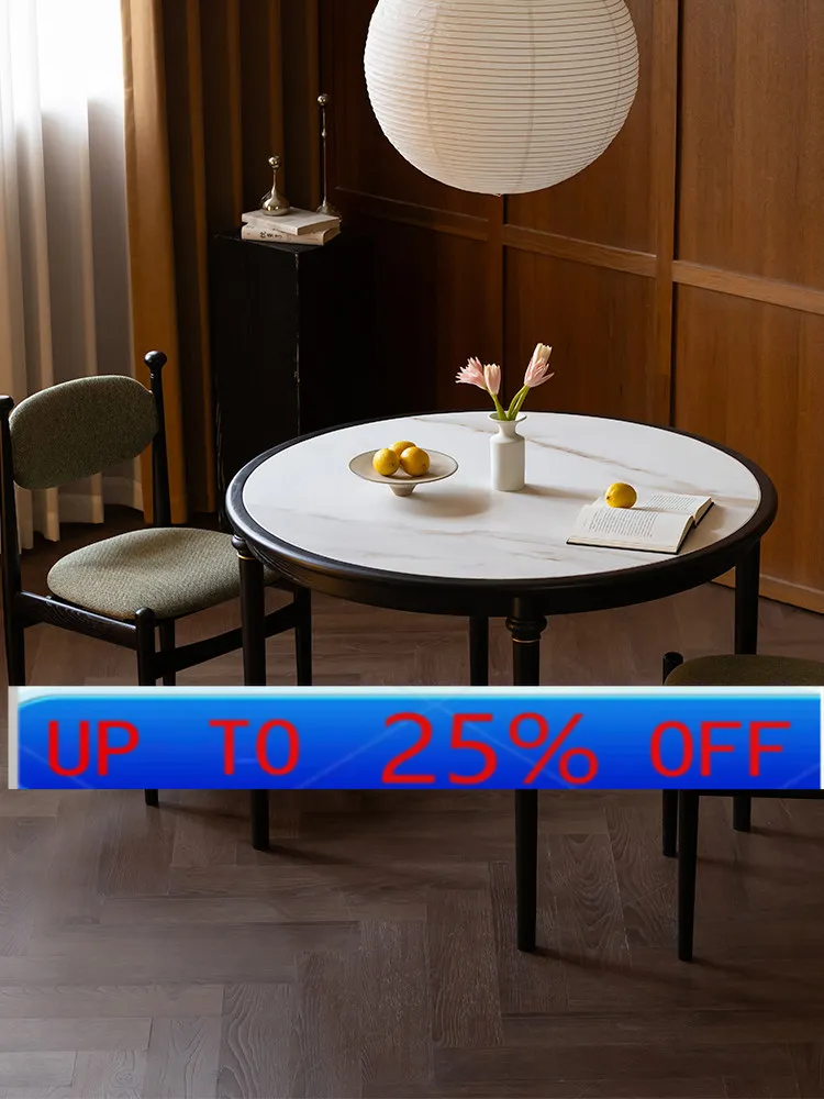 LMM French retro round rock slab dining table household small apartment round table
LMM French retro round rock slab dining table household small apartment round table