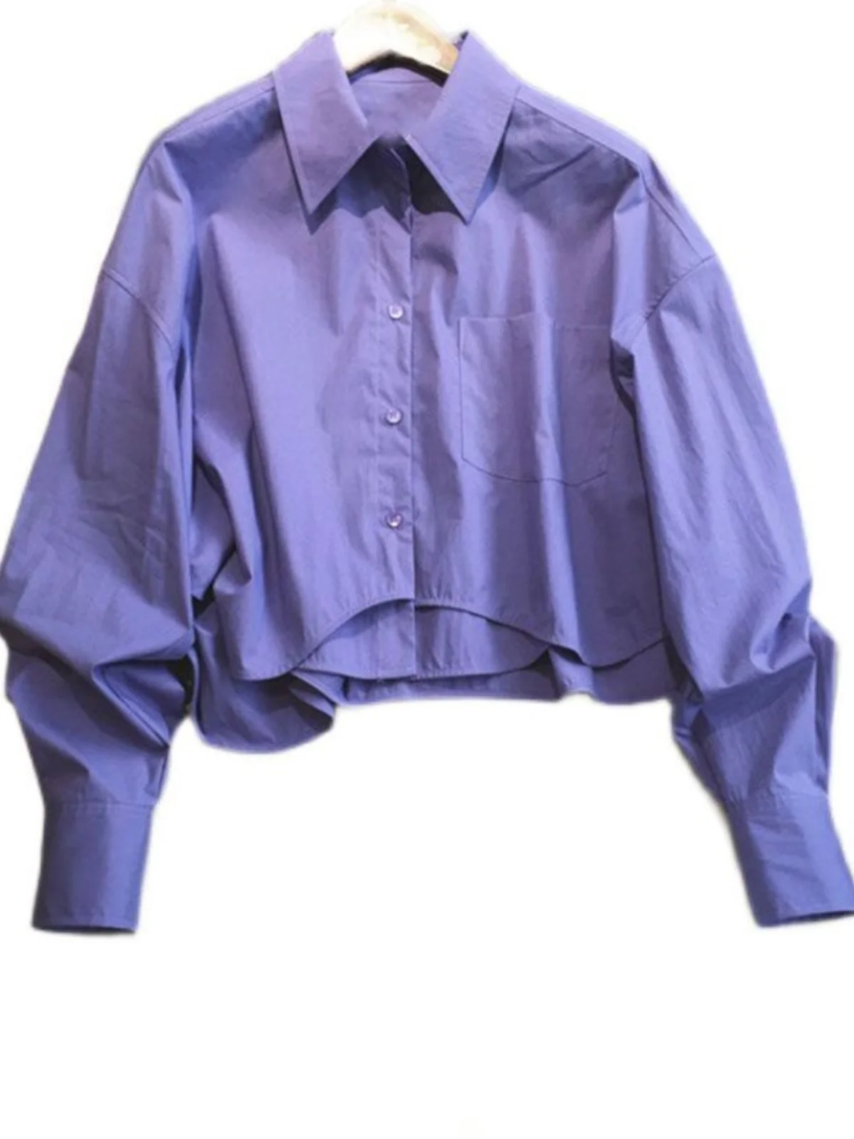 Ele Lav Purple Asymmetrical Loose Women's irt Korean Sle Commute Faion Button Splice Polyester Cotton Blend
Ele Lav Purple Asymmetrical Loose Women's irt Korean Sle Commute Faion Button Splice Polyester Cotton Blend