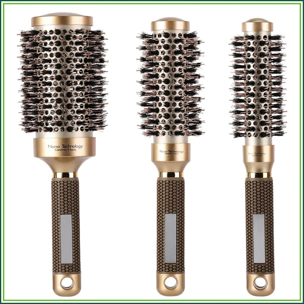 3 Pcs Boar Bristle Round Brush for Blow Drying, Nano Thermal Ceramic and Ionic Tech - Large, Medium, Small
3 Pcs Boar Bristle Round Brush for Blow Drying, Nano Thermal Ceramic and Ionic Tech - Large, Medium, Small
