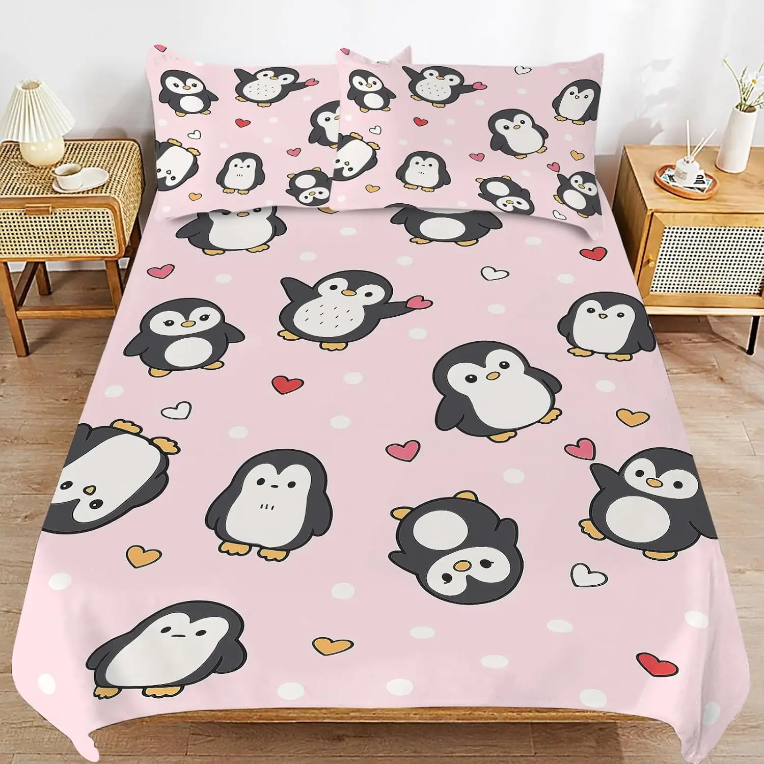 Cartoon Penguin Bedding Set Romantic Balloon Valentine's Day Comforter Cover Groovy Roses Flower Duvet Cover for Couple Lovers
Cartoon Penguin Bedding Set Romantic Balloon Valentine's Day Comforter Cover Groovy Roses Flower Duvet Cover for Couple Lovers