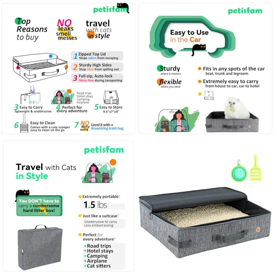 Travel Light with Covered Portable Cat Litter Box Without Any Mess. Ultra-Lightweight, Stop Lugging a Hard Litter Box. Keep Eve
Travel Light with Covered Portable Cat Litter Box Without Any Mess. Ultra-Lightweight, Stop Lugging a Hard Litter Box. Keep Eve