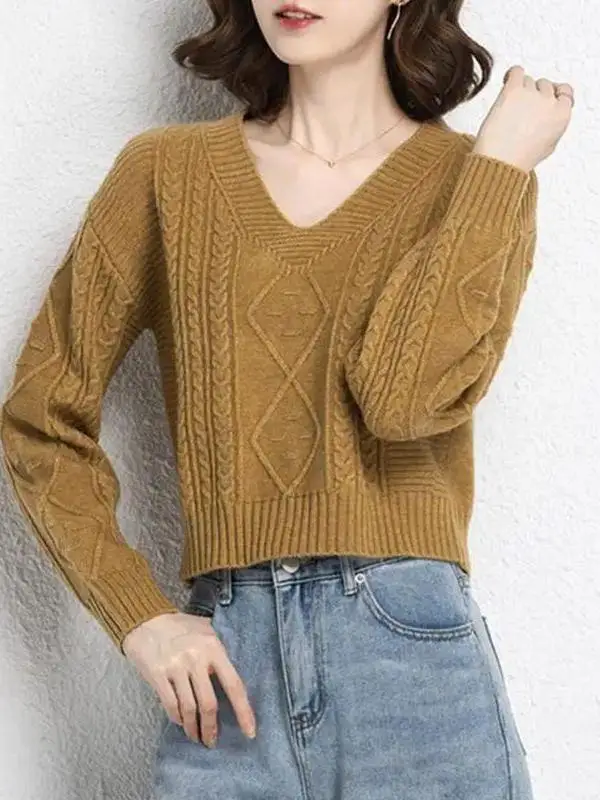 V-Neck Knitted Short Pure Color Simple Long Sleeve Women's Autumn Winter Style Inner Wear Slim Fit Top Outerwear
V-Neck Knitted Short Pure Color Simple Long Sleeve Women's Autumn Winter Style Inner Wear Slim Fit Top Outerwear