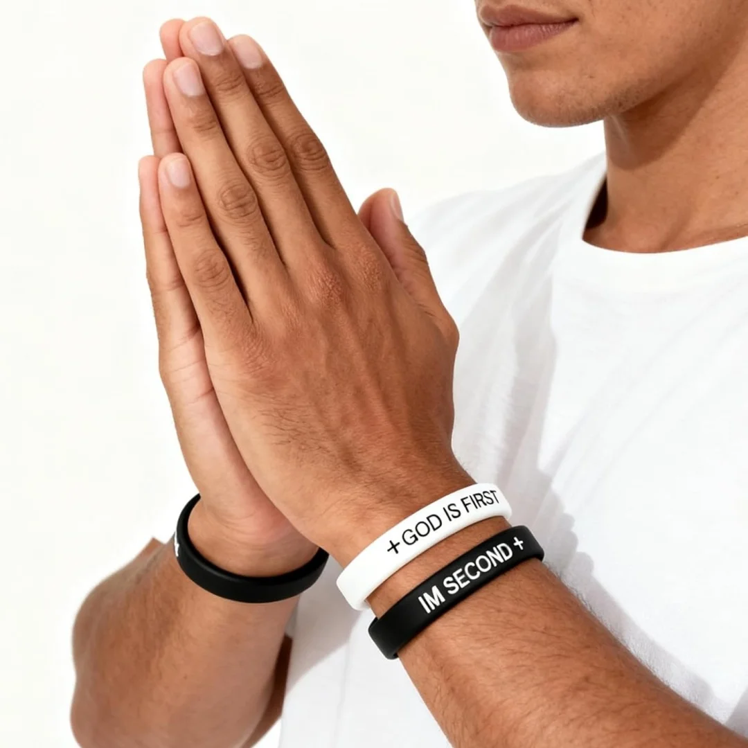 Black&White God is First I am Second Silicone Bracelets Christian Bible Verse Rubber Bracelets Religious Christian Quote Bangle Bracelet for Men Women
Black&White God is First I am Second Silicone Bracelets Christian Bible Verse Rubber Bracelets Religious Christian Quote Bangle Bracelet for Men Women