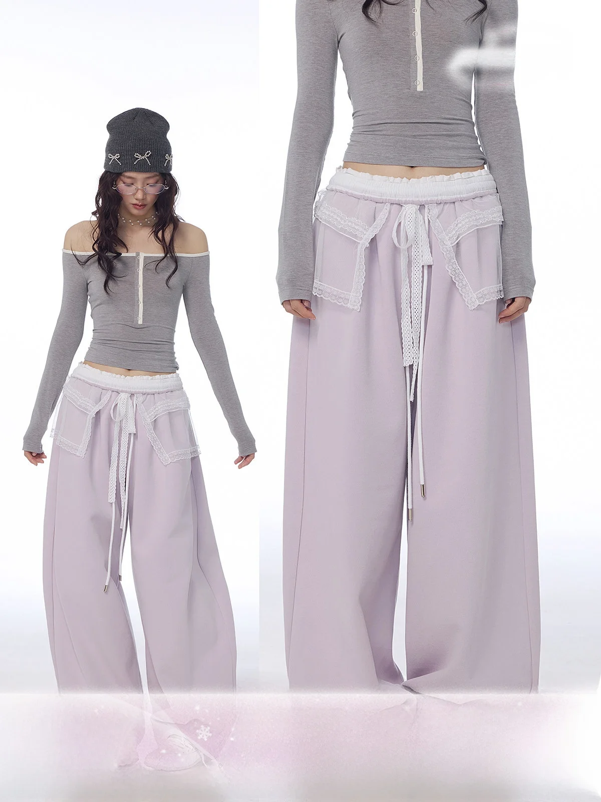 Женские зимние повседневные широкие брюки с высокой талией и двойным поясом, фиолетовые, модные, с завязками
Женские зимние повседневные широкие брюки с высокой талией и двойным поясом, фиолетовые, модные, с завязками