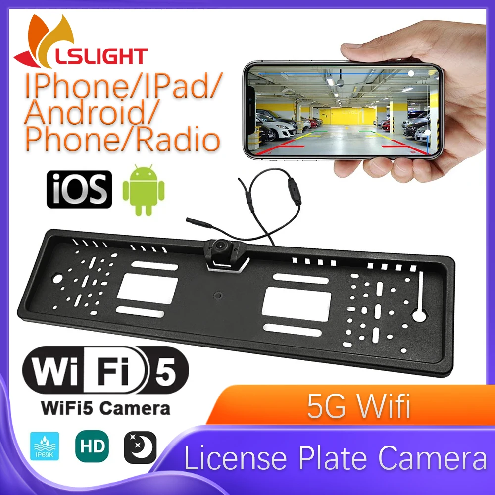 Автомобильная камера заднего вида, европейский держатель номерного знака, беспроводная 5GWifi HD камера ночного видения, общие автомобильные аксессуары для электроники
Автомобильная камера заднего вида, европейский держатель номерного знака, беспроводная 5GWifi HD камера ночного видения, общие автомобильные аксессуары для электроники
