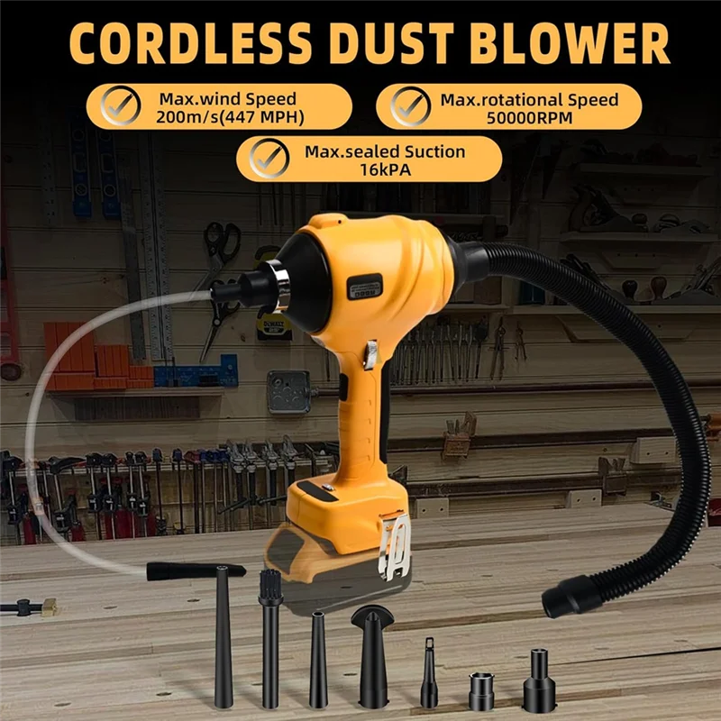 Cordless Dust Blower For Dewalt 20V Battery, Brushless Handheld Leaf Blower Compressed Air Duster For Cleaning-ABLI
Cordless Dust Blower For Dewalt 20V Battery, Brushless Handheld Leaf Blower Compressed Air Duster For Cleaning-ABLI