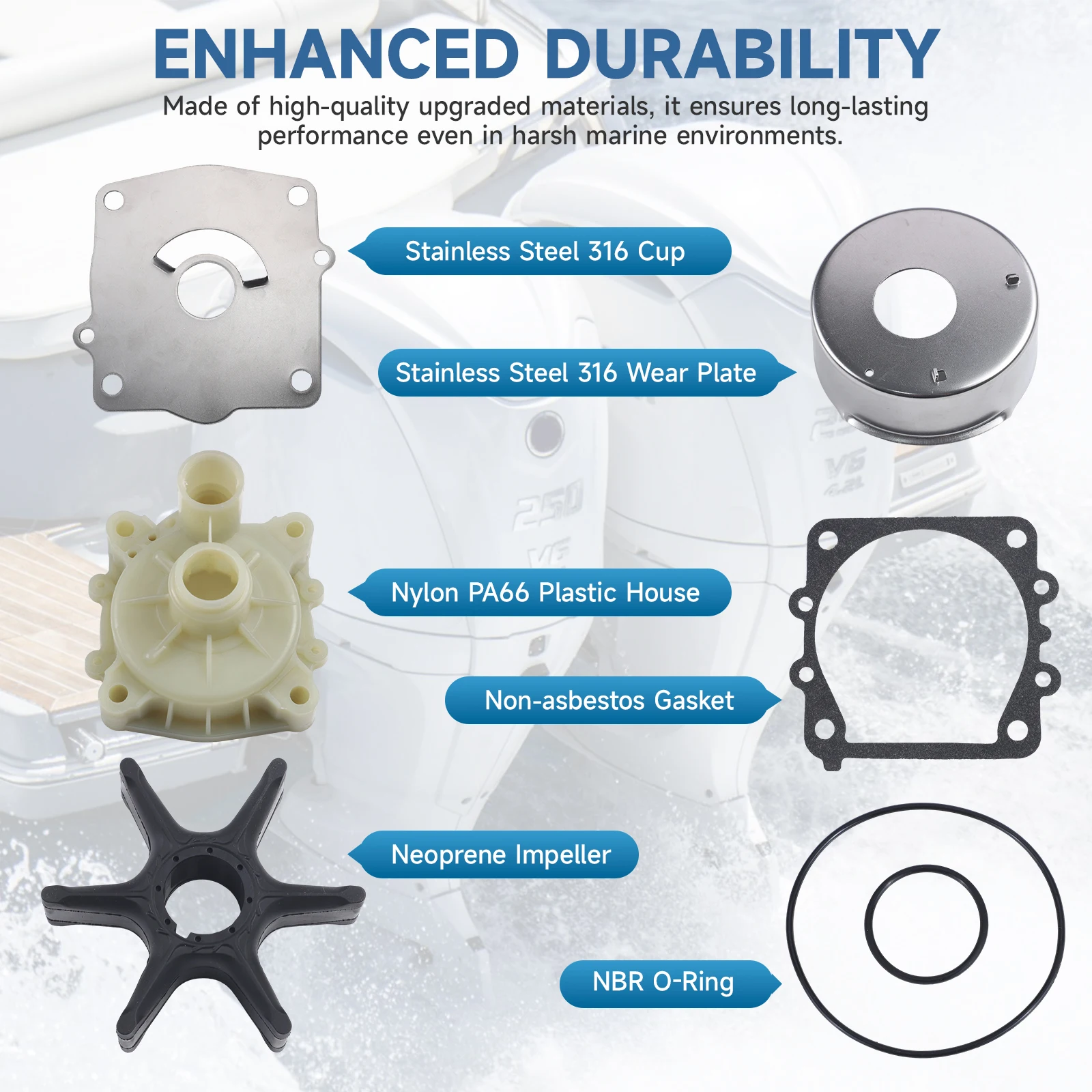 61A-W0078-A2-00 Water Pump Impeller Repair Kit For Yamaha 150 175 200 225 250 300HP Replace 61AW0078 Black Rubber Stainless 6B
61A-W0078-A2-00 Water Pump Impeller Repair Kit For Yamaha 150 175 200 225 250 300HP Replace 61AW0078 Black Rubber Stainless 6B