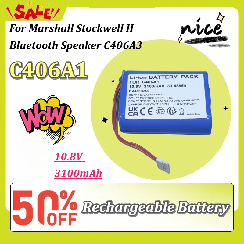 10.8V 3100mAh Rechargeable Li-ion Battery for Marshall Stockwell II Bluetooth Speaker C406A1 C406A3
10.8V 3100mAh Rechargeable Li-ion Battery for Marshall Stockwell II Bluetooth Speaker C406A1 C406A3