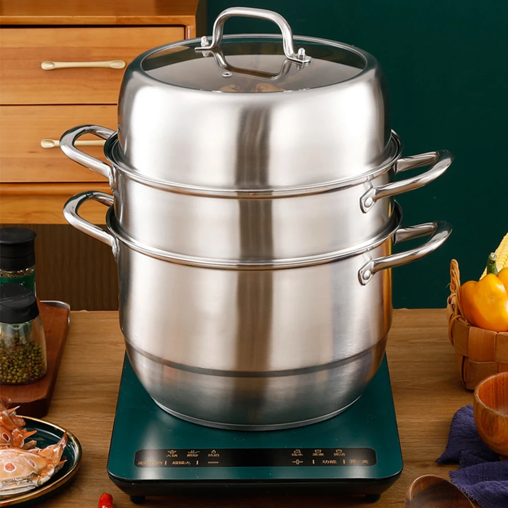 11inch 3 Tier Stainless Steel with Lid & Handle Steamer Pot Steaming Pot Cookware Pot for Vegetable Dumpling Stock
11inch 3 Tier Stainless Steel with Lid & Handle Steamer Pot Steaming Pot Cookware Pot for Vegetable Dumpling Stock