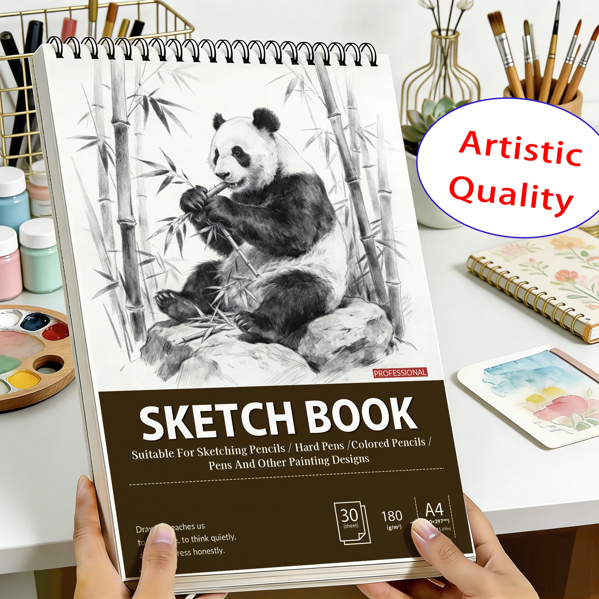 A4 Spiral Sketchbook 180gsm, Giant Panda Bamboo Cover, 30 Sheets Acid-Free Art Pad for Back to School & Gifting
A4 Spiral Sketchbook 180gsm, Giant Panda Bamboo Cover, 30 Sheets Acid-Free Art Pad for Back to School & Gifting
