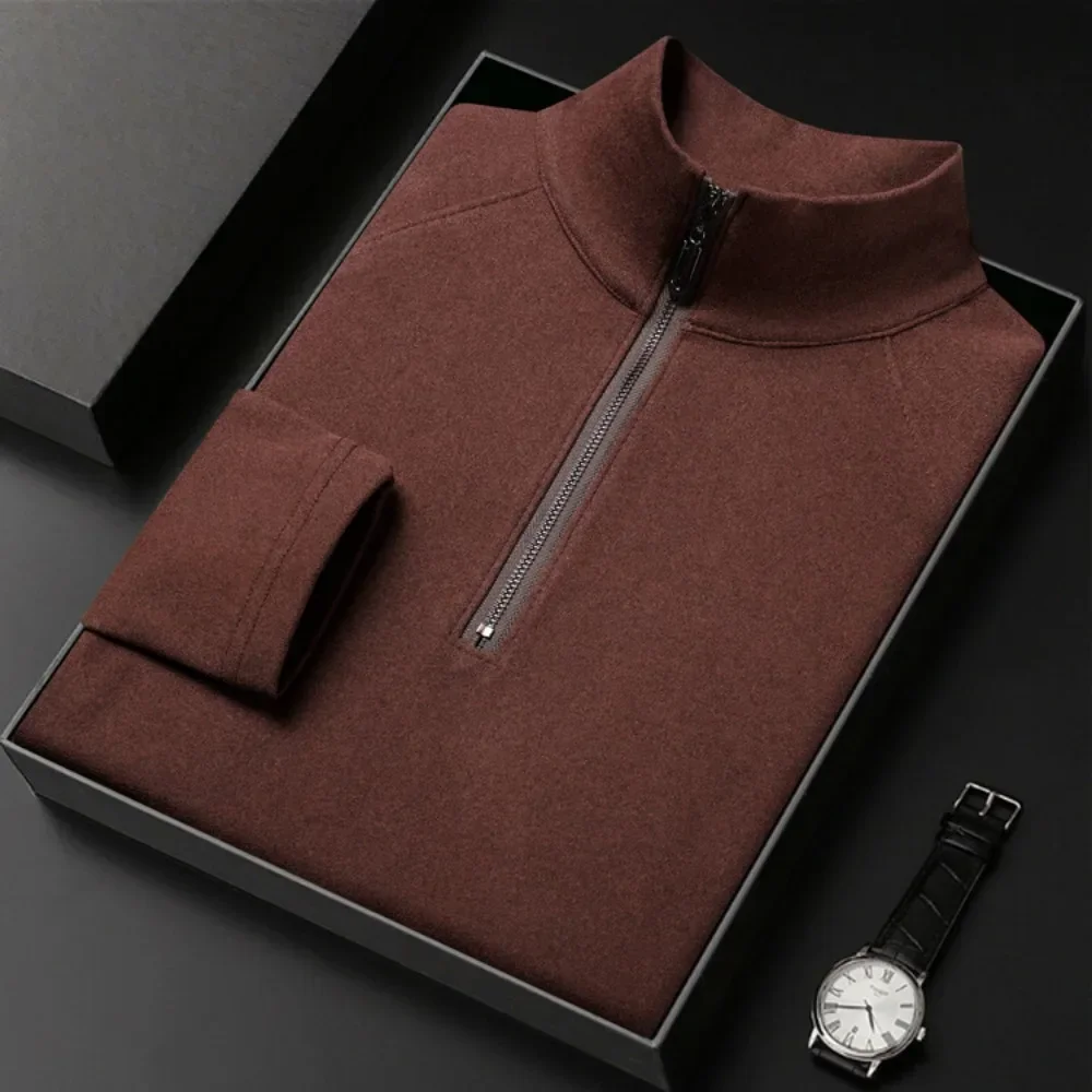 Half Zipper Pullover Casual Long Sleeved T-shirt Mens Solid Color Double-sided Velvet Base Shirt
Half Zipper Pullover Casual Long Sleeved T-shirt Mens Solid Color Double-sided Velvet Base Shirt