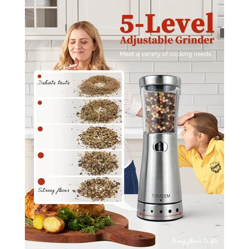 Electric Salt and Pepper Grinder Set with Storage Base, Stainless Steel Rechargeable Salt and Pepper Grinder Set
Electric Salt and Pepper Grinder Set with Storage Base, Stainless Steel Rechargeable Salt and Pepper Grinder Set