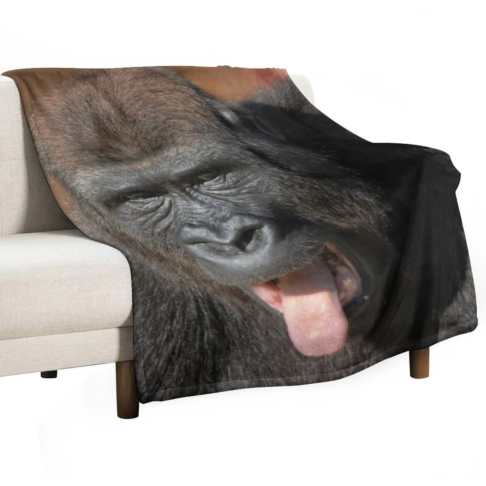 Gorilla Lope Showing His Tongue Throw Blanket Hairy for sofa Camping For Baby Blankets
Gorilla Lope Showing His Tongue Throw Blanket Hairy for sofa Camping For Baby Blankets