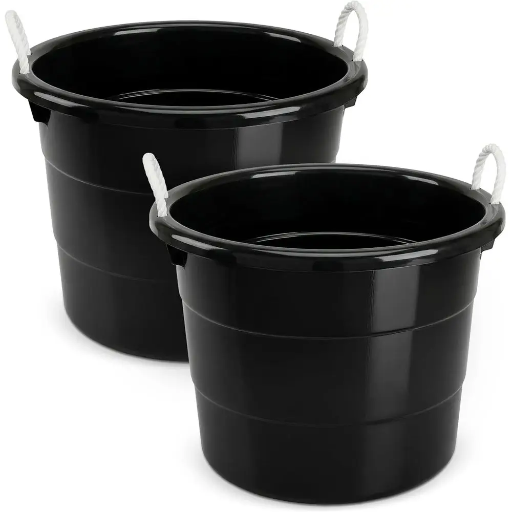 18 Gallon Large Black Plastic Utility Tubs with Rope Handles for Storage and Organization
18 Gallon Large Black Plastic Utility Tubs with Rope Handles for Storage and Organization
