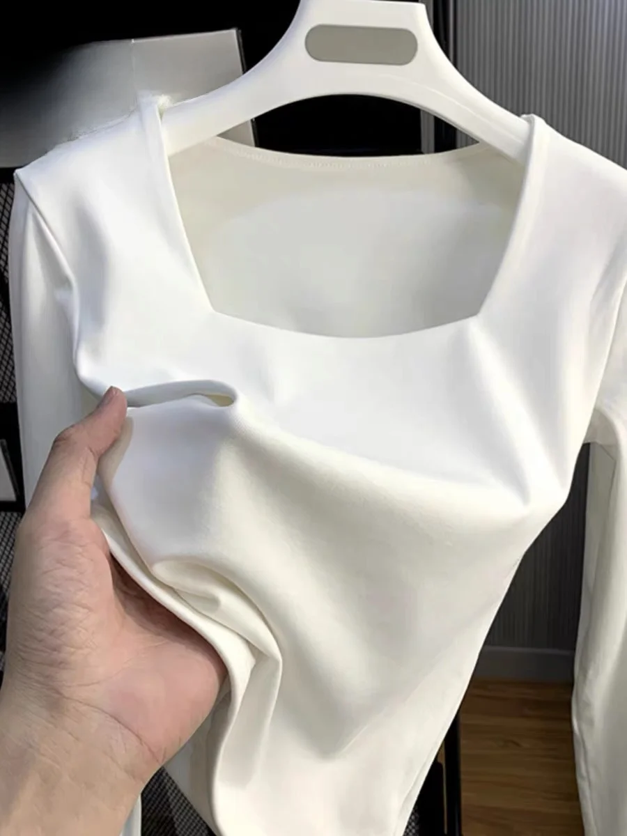 Футболка из чистого хлопка с длинным рукавом, женская базовая футболка, облегающий топ с квадратным воротником, на все сезоны, большие размеры, универсальная внутренняя одежда
Футболка из чистого хлопка с длинным рукавом, женская базовая футболка, облегающий топ с квадратным воротником, на все сезоны, большие размеры, универсальная внутренняя одежда