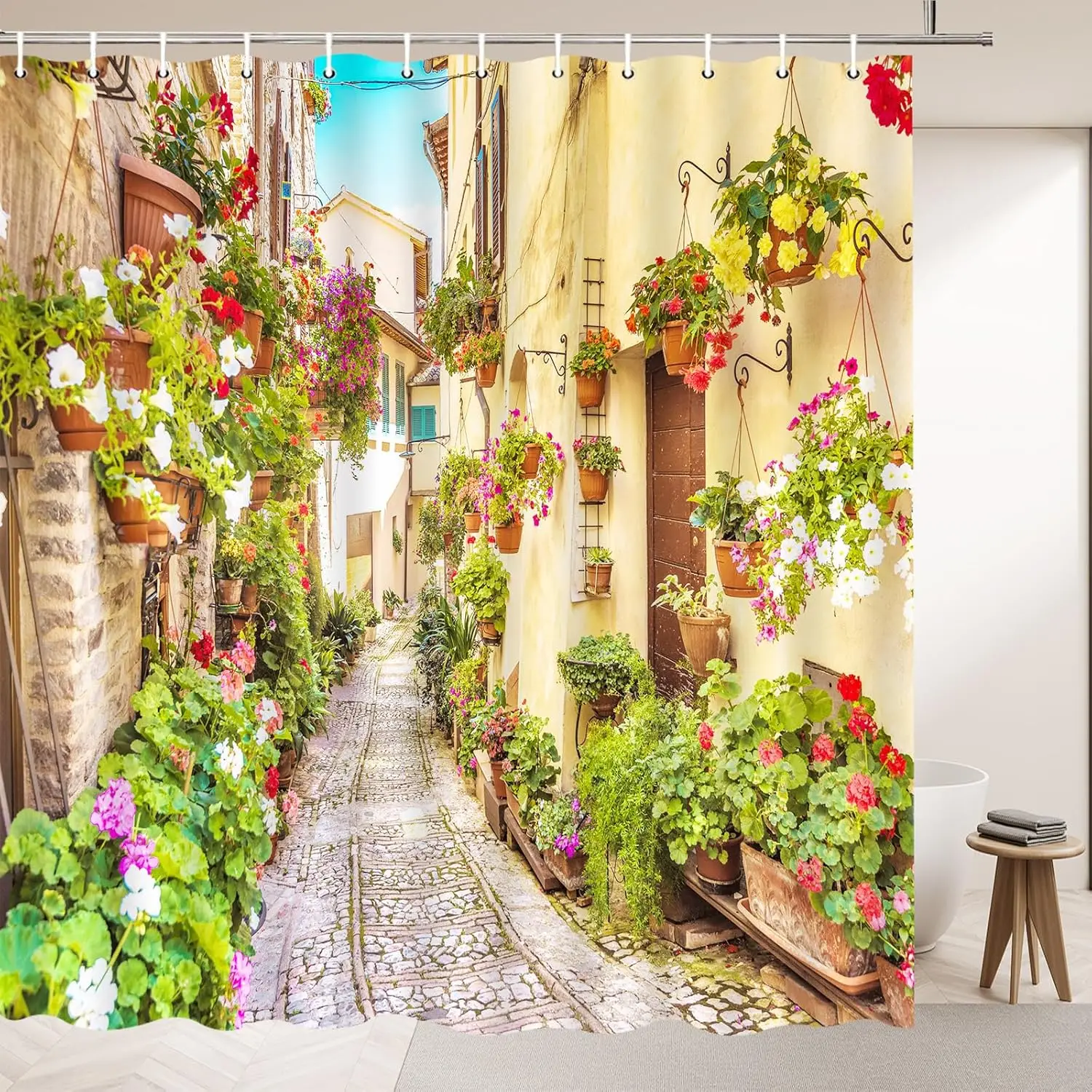 Italy Landscape Shower Curtains European Architecture House Street Colorful Flower Pots Green Leaves Spring Scenery Bathroom
Italy Landscape Shower Curtains European Architecture House Street Colorful Flower Pots Green Leaves Spring Scenery Bathroom