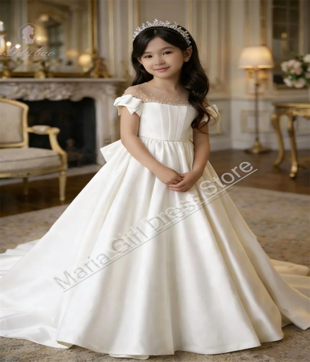 Elegant Little Girl Wedding Bridesmaid Dress Satin Transparent Round Neck Birthday Children's Party Dress for Event Photography
Elegant Little Girl Wedding Bridesmaid Dress Satin Transparent Round Neck Birthday Children's Party Dress for Event Photography