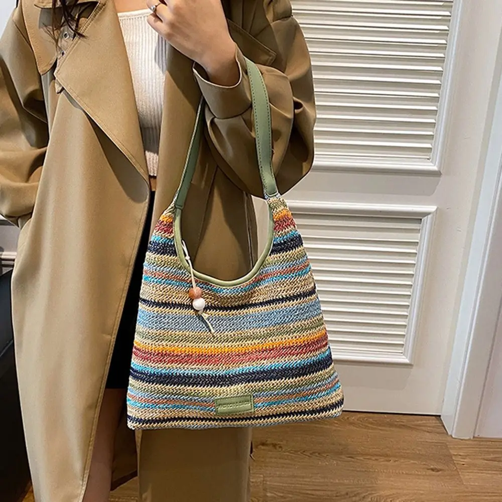 Fashion Rainbow Stripe Straw Shoulder Bag Casual Large Capacity Summer Beach Bag INS Bohemian Underarm Tote Bag Travel
Fashion Rainbow Stripe Straw Shoulder Bag Casual Large Capacity Summer Beach Bag INS Bohemian Underarm Tote Bag Travel