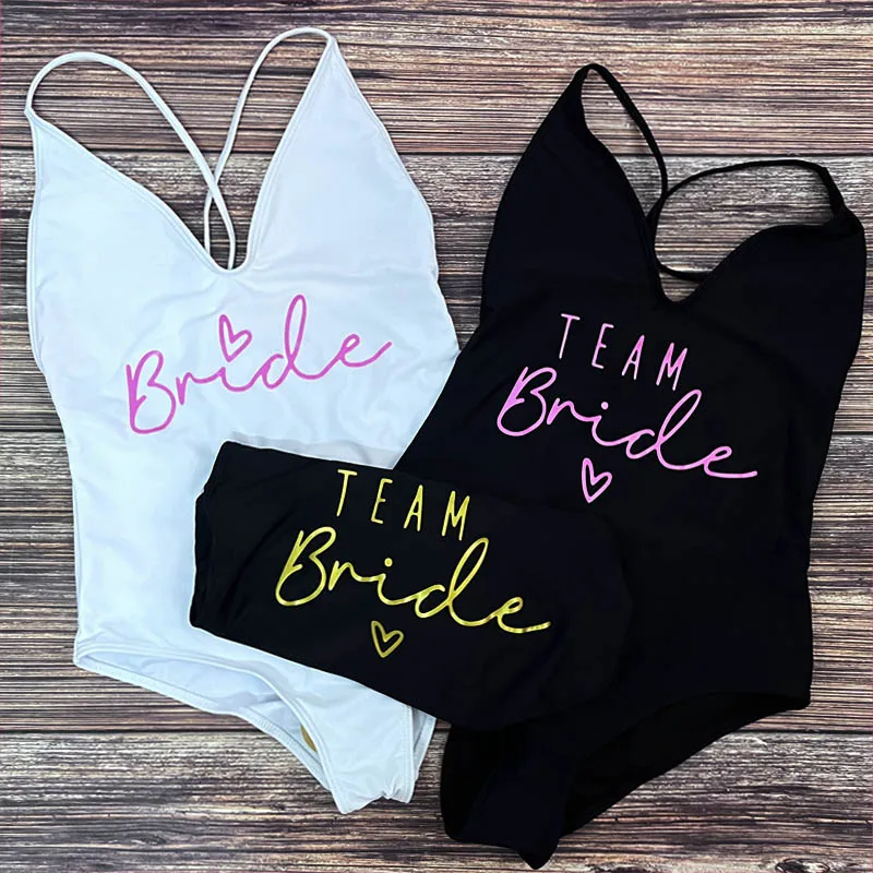 S-3XL Sexy Padded Team Bride One Piece Swimsuit Bride Swimwear Women Gold Pink Print Summer Bathing Suit Cross Back Beachwear
S-3XL Sexy Padded Team Bride One Piece Swimsuit Bride Swimwear Women Gold Pink Print Summer Bathing Suit Cross Back Beachwear