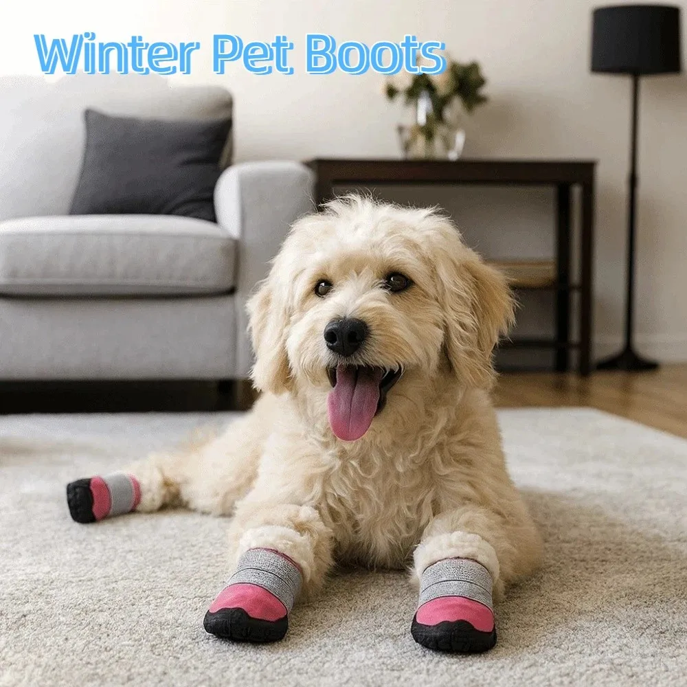 4pcs/set Warm Non-Slip Dog Shoes Thick Plush Soft Sole Winter Pet Boots Wear-Resistant Breathable Dog Rain Boots Rain Snow Day
4pcs/set Warm Non-Slip Dog Shoes Thick Plush Soft Sole Winter Pet Boots Wear-Resistant Breathable Dog Rain Boots Rain Snow Day
