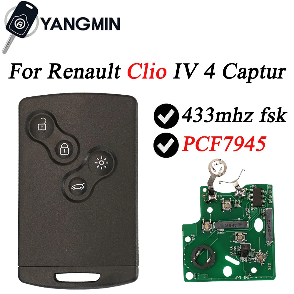 yangmin keyless smart key for Renault Clio 4 Key captur key After 2013 4 button remote key card 433mhz 4A PCF7945 chip 7945
yangmin keyless smart key for Renault Clio 4 Key captur key After 2013 4 button remote key card 433mhz 4A PCF7945 chip 7945