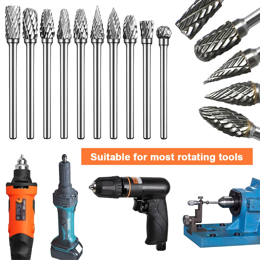 10Pcs Die Grinder Bits 1/8 Inch Shank Rotary File Rasp Rotary Tool Rasp File for Metal Welds Carving Cutting Engraving Porting
10Pcs Die Grinder Bits 1/8 Inch Shank Rotary File Rasp Rotary Tool Rasp File for Metal Welds Carving Cutting Engraving Porting
