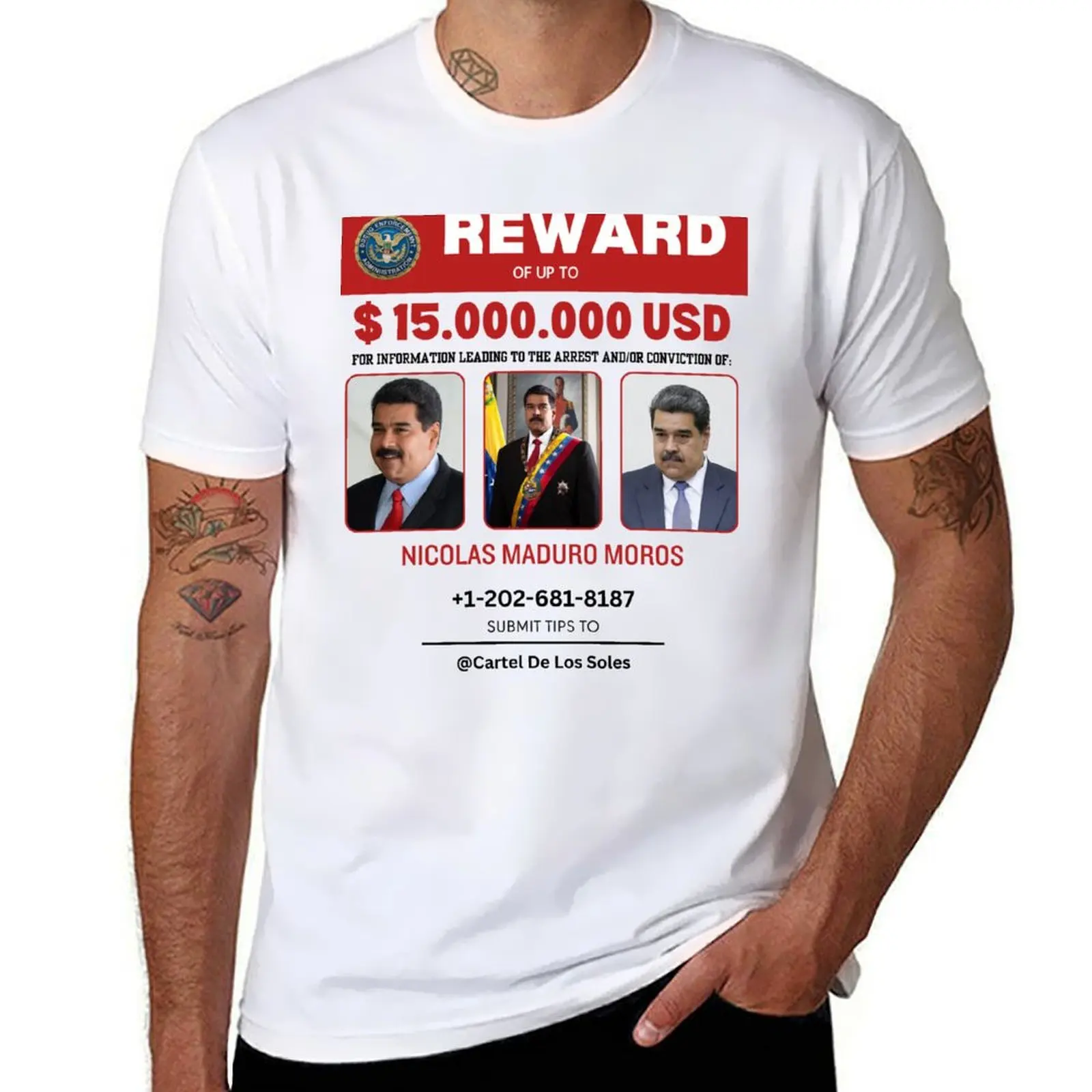 Nicolas Maduro reward recompensa camiseta design T-Shirt t shirts for man pack white men t shirt cotton 100% T-shirt
Nicolas Maduro reward recompensa camiseta design T-Shirt t shirts for man pack white men t shirt cotton 100% T-shirt