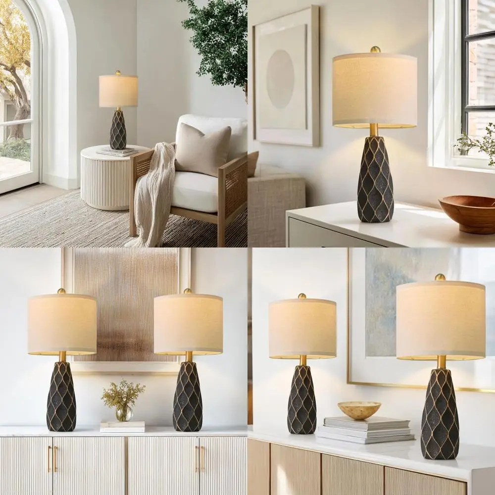 Pair of Vintage-Style Boho Table Lamps for Bedroom, Living Room, Nightstands, Reading, and Home Office Desk Decor, Black
Pair of Vintage-Style Boho Table Lamps for Bedroom, Living Room, Nightstands, Reading, and Home Office Desk Decor, Black