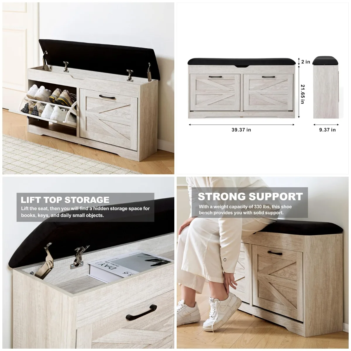 Shoe Storage Bench, White Entryway Bench with Storage, Small Shoe Rack for Bedroom, Living Room, Farmhouse
Shoe Storage Bench, White Entryway Bench with Storage, Small Shoe Rack for Bedroom, Living Room, Farmhouse