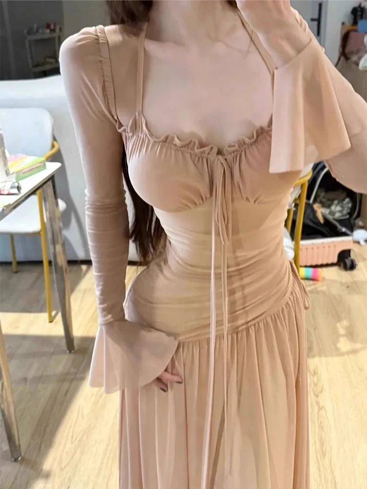 Keni plus Size Pure Desire Hanging Neck Dress Women Summer Slightly Plump Waist Cinching Pleated Slimming Mesh Long Dress
Keni plus Size Pure Desire Hanging Neck Dress Women Summer Slightly Plump Waist Cinching Pleated Slimming Mesh Long Dress