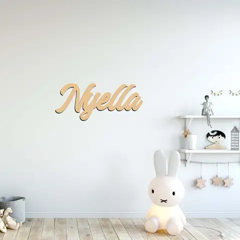 1pc Creative Nyella example Customized Text Wood Material Wooden Sign Laser-Cut Sign Unique Bedroom Decor