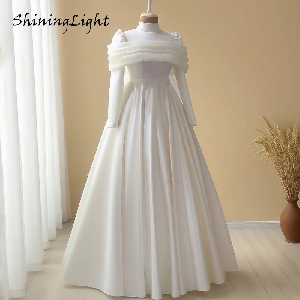 ShiningLight Long Sleeve Muslim Wedding Dress For Bride Elegant High Neck A-Line Bridal Gowns Vestidos De Novia Customized
ShiningLight Long Sleeve Muslim Wedding Dress For Bride Elegant High Neck A-Line Bridal Gowns Vestidos De Novia Customized