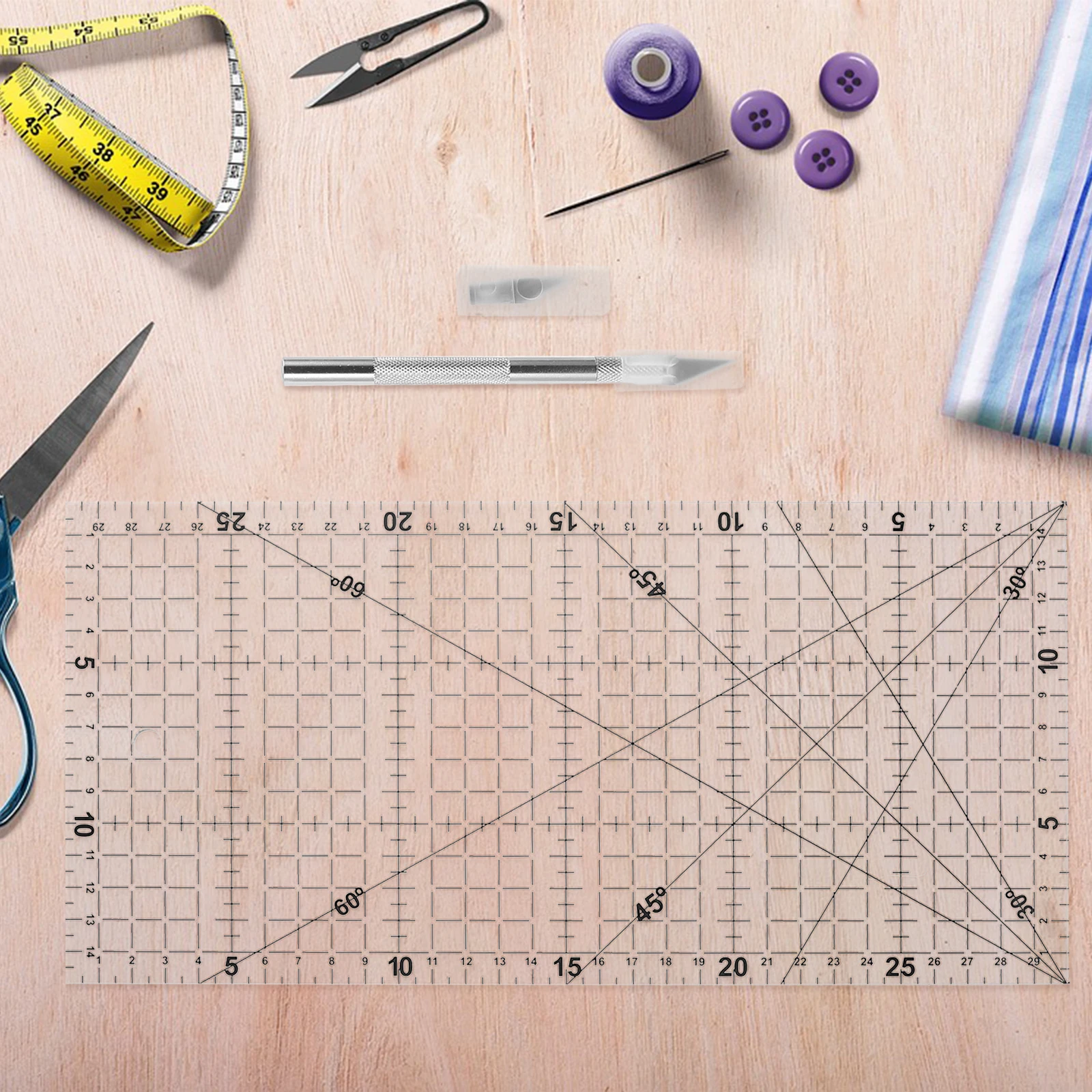 Patchwork Ruler Multifunctional Acrylic Fabric Sewing Clothing Design Tool Shirt Ruler Guide Quilting Supplies Crafting Portable
Patchwork Ruler Multifunctional Acrylic Fabric Sewing Clothing Design Tool Shirt Ruler Guide Quilting Supplies Crafting Portable