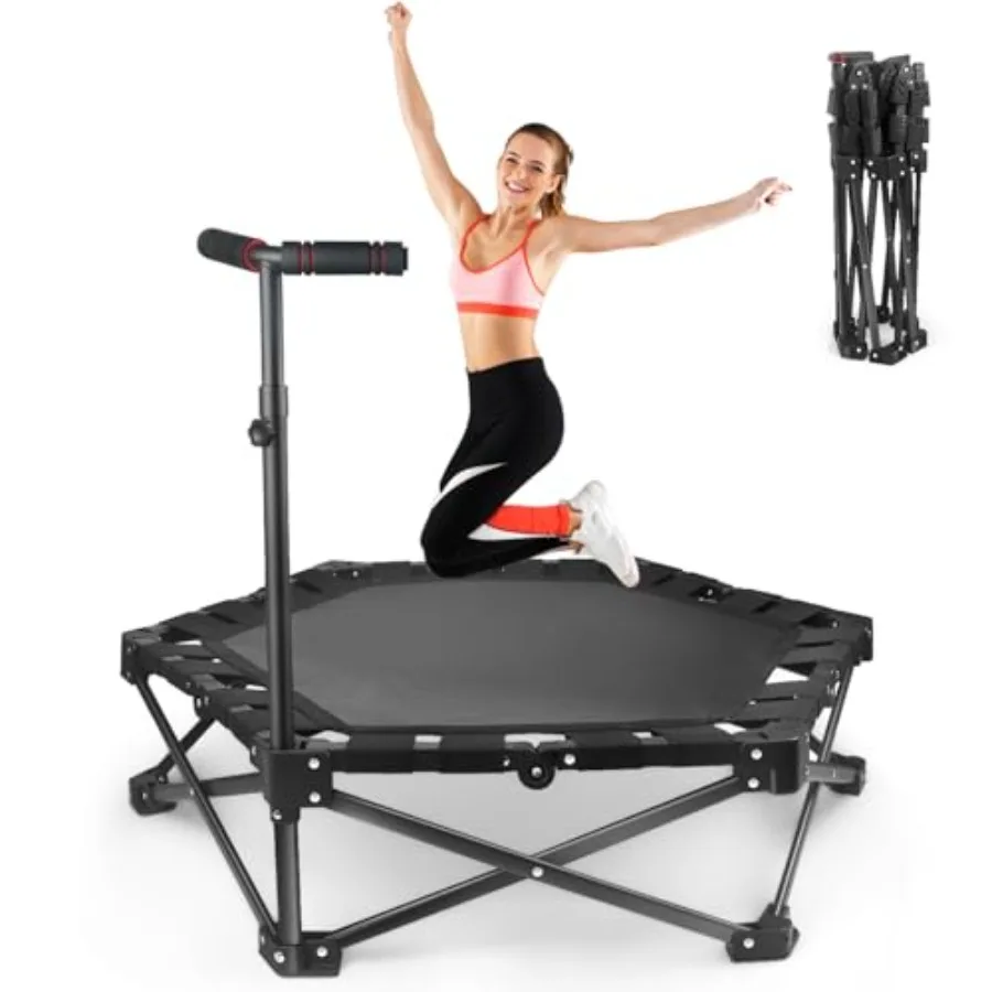 Foldable Mini Trampoline 42 for Adults Indoor Outdoor Workout 450lbs Max Load Adjustable T-Bar One-Step Fold Open Black Frame w
Foldable Mini Trampoline 42 for Adults Indoor Outdoor Workout 450lbs Max Load Adjustable T-Bar One-Step Fold Open Black Frame w