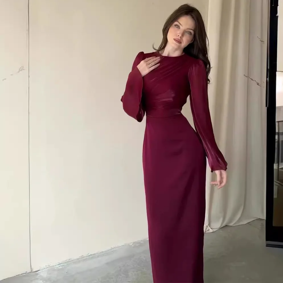 2026 Solid Color Simple Slim-fit Sexy Bodycon Dress With Long Sleeves, Pleated Elegant High-end Dress Dubai Luxury Islam Elegant
2026 Solid Color Simple Slim-fit Sexy Bodycon Dress With Long Sleeves, Pleated Elegant High-end Dress Dubai Luxury Islam Elegant