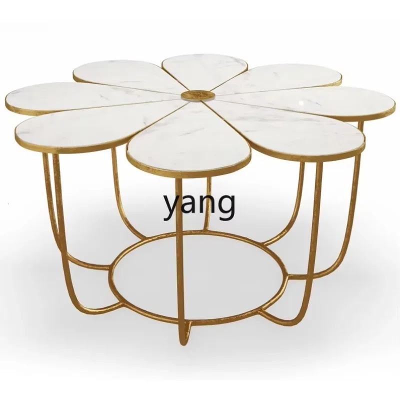 Lcx American light luxury living room retro petal marble desktop metal craft gold foil silver foil coffee table
Lcx American light luxury living room retro petal marble desktop metal craft gold foil silver foil coffee table