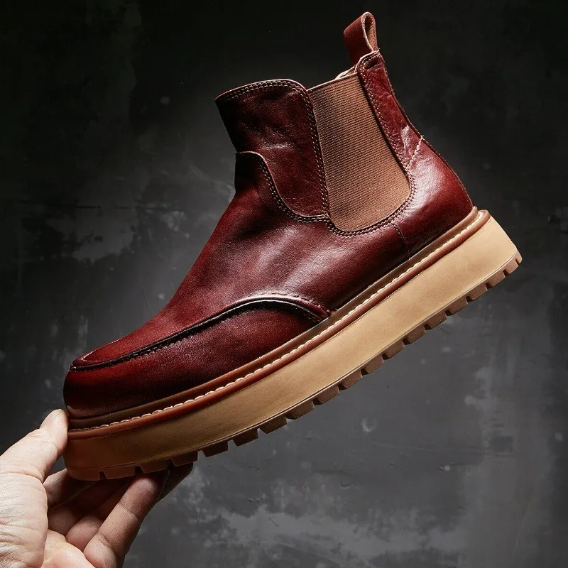 Designer Luxury Breathable Genuine Leather Chelsea Boots Men's Shoes Platform Casual High Top Thick Sole Chelsea Boots Male
Designer Luxury Breathable Genuine Leather Chelsea Boots Men's Shoes Platform Casual High Top Thick Sole Chelsea Boots Male