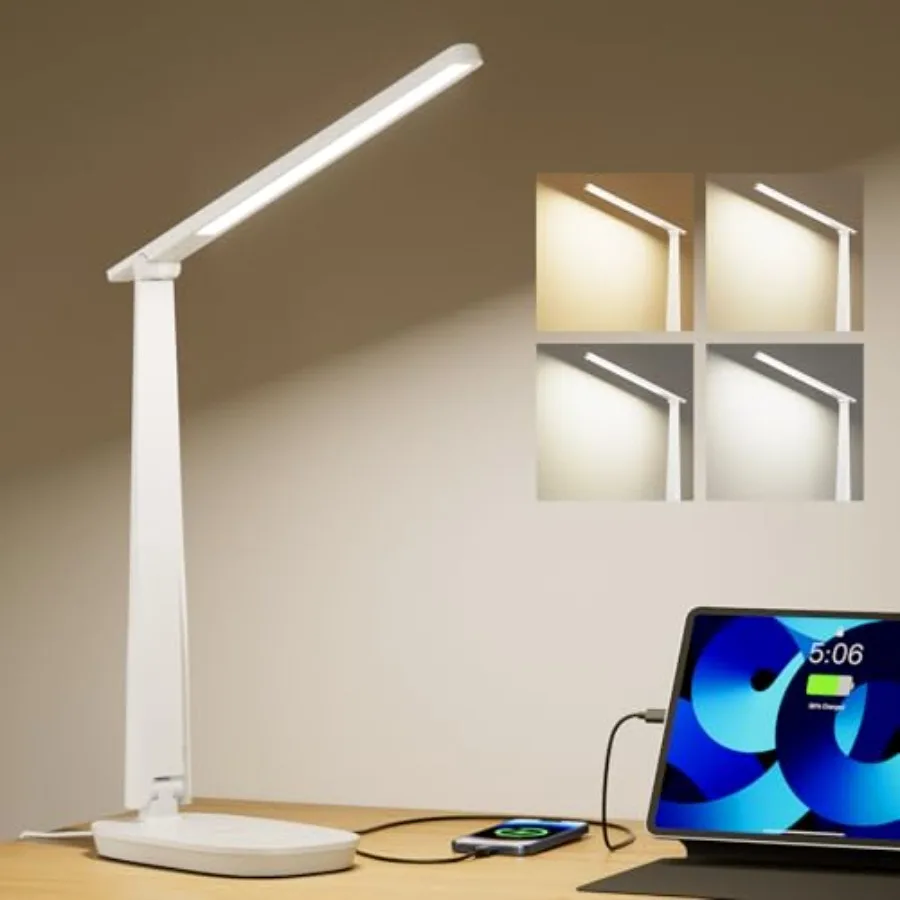LED Desk Lamp for Home Office, Eye-Caring Dimmable Reading Light with 4 Color Modes, Touch Control, USB-A and USB-C Charging Po
LED Desk Lamp for Home Office, Eye-Caring Dimmable Reading Light with 4 Color Modes, Touch Control, USB-A and USB-C Charging Po