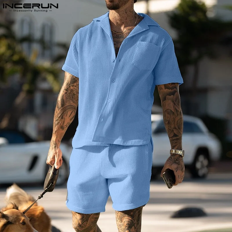 Men Sets Solid Color Lapel Short Sleeve Shirt & Shorts 2PCS Streetwear 2025 Summer Fashion Loose Men Casual Suits S-5XL INCERUN
Men Sets Solid Color Lapel Short Sleeve Shirt & Shorts 2PCS Streetwear 2025 Summer Fashion Loose Men Casual Suits S-5XL INCERUN