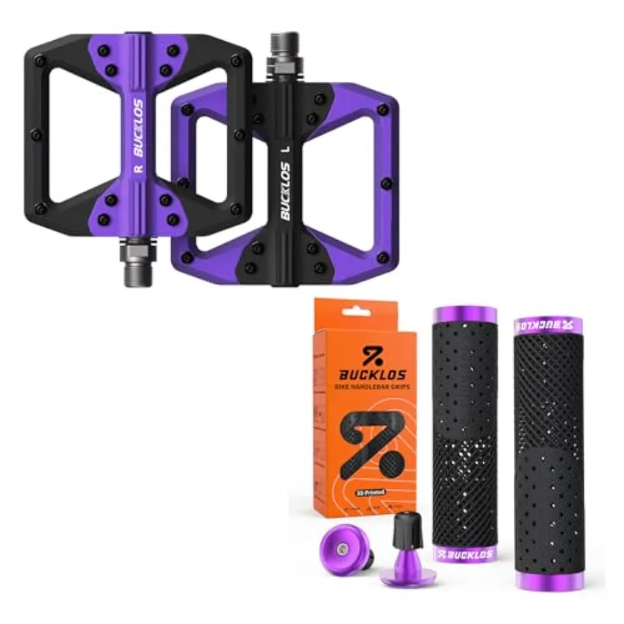 MTB Flat Pedals Mountain Bike Pedals Aluminum Alloy Non-Slip Pedal and GR800 3D Printed TPU Non-Slip Bike Handlebar Grips-Purpl
MTB Flat Pedals Mountain Bike Pedals Aluminum Alloy Non-Slip Pedal and GR800 3D Printed TPU Non-Slip Bike Handlebar Grips-Purpl