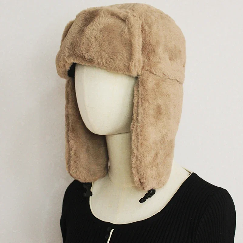 Faux Fur Winter Bomber Hat with Earflaps Thick Fluffy Skiing Winter Hat for Women Plush Bonnets Solid Color Russian Caps Female
Faux Fur Winter Bomber Hat with Earflaps Thick Fluffy Skiing Winter Hat for Women Plush Bonnets Solid Color Russian Caps Female