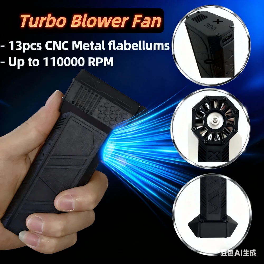 Mini Turbo Jet Fan Turbo Violent Fan 110000 RPM Pocket Jetfan Brushless Motor Powerful Blower High Speed Duct Fan with LED Light
Mini Turbo Jet Fan Turbo Violent Fan 110000 RPM Pocket Jetfan Brushless Motor Powerful Blower High Speed Duct Fan with LED Light