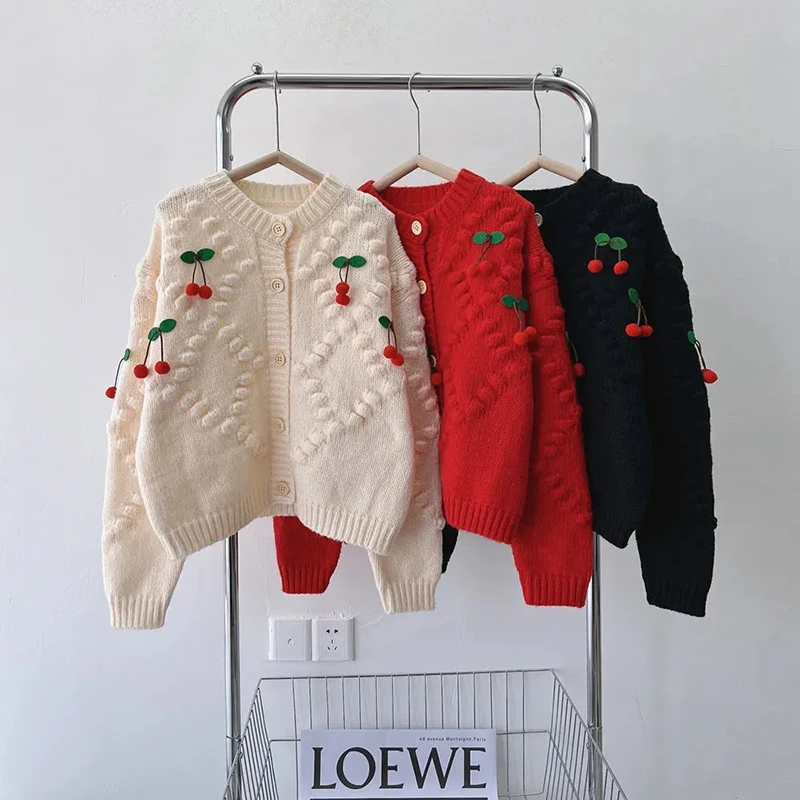 3D Cherry Sweet Women Cardigan Spring New Korean Elegant Long Sleeve Casual Knit Sweaters Y2K Loose Lazy Style Female Coats
3D Cherry Sweet Women Cardigan Spring New Korean Elegant Long Sleeve Casual Knit Sweaters Y2K Loose Lazy Style Female Coats