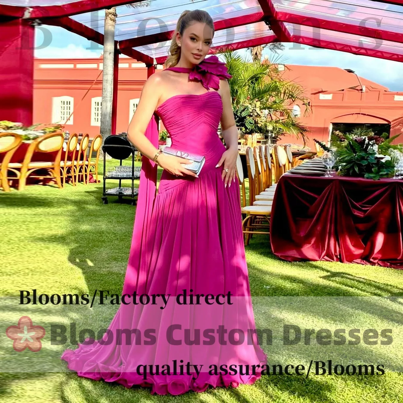 Customized Fuchsia Strapless Formal Evening Dresses Prom Gown 3D Floral Cape Chiffon A-line Train Elegant Party Dresses 2026
Customized Fuchsia Strapless Formal Evening Dresses Prom Gown 3D Floral Cape Chiffon A-line Train Elegant Party Dresses 2026